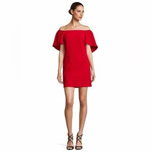 Trina Turk Zeal Red Off-Shoulder Ruffle Mini Dress Size 0 Cocktail Party